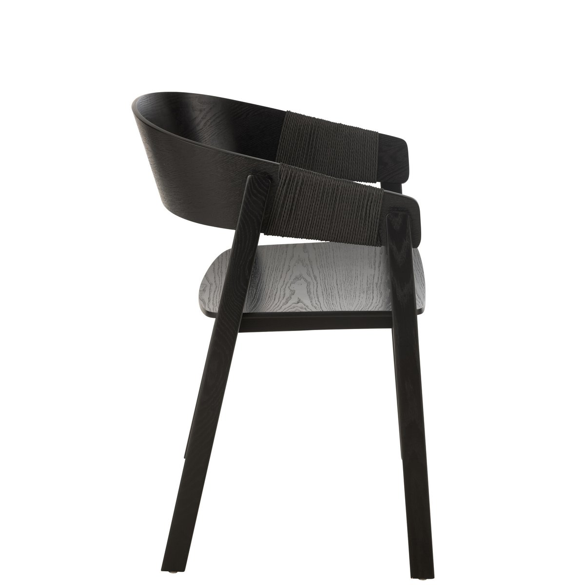 Stoel Naga Zwart – Authentiek Design met Essenhout en Touw