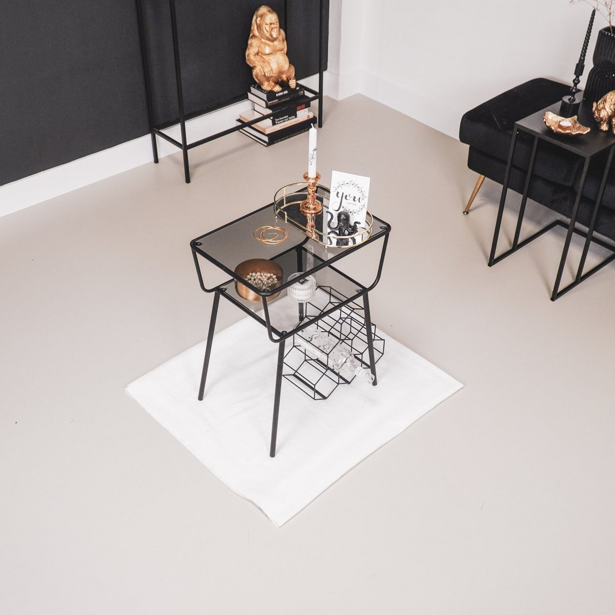 Metal Rocks Nachtkastje – Zwart – Modern en Functioneel Design