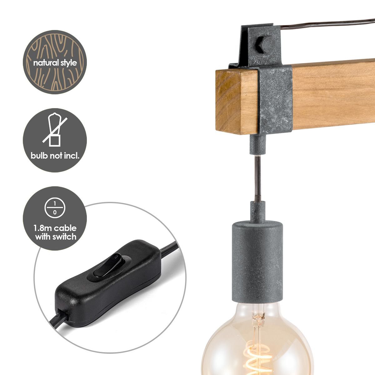 Vintage Tafellamp Denton - Industrieel Design met Houten Voet