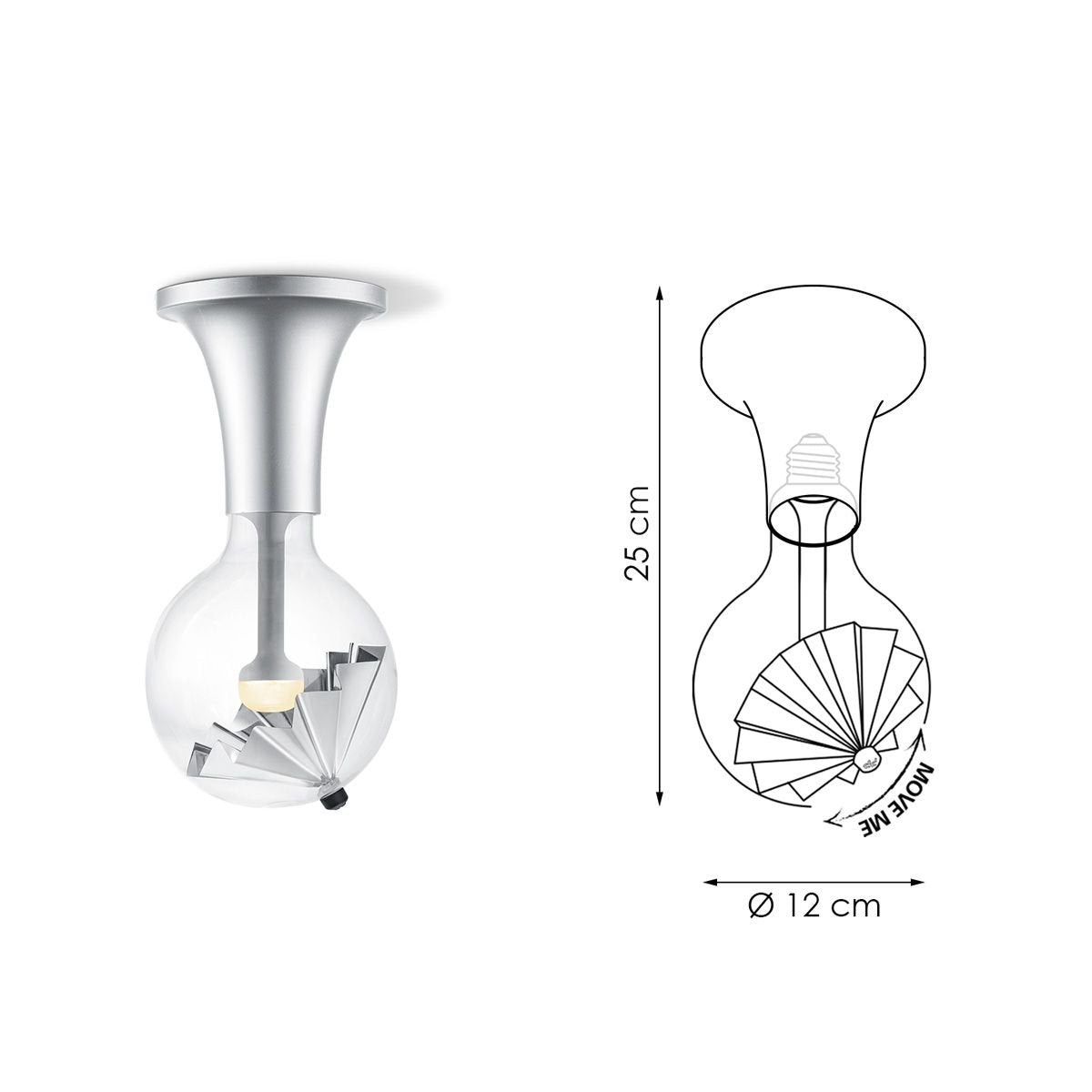 Innovatieve Plafondlamp Move Me Umbrella Zilver/Wit met Uniek Design