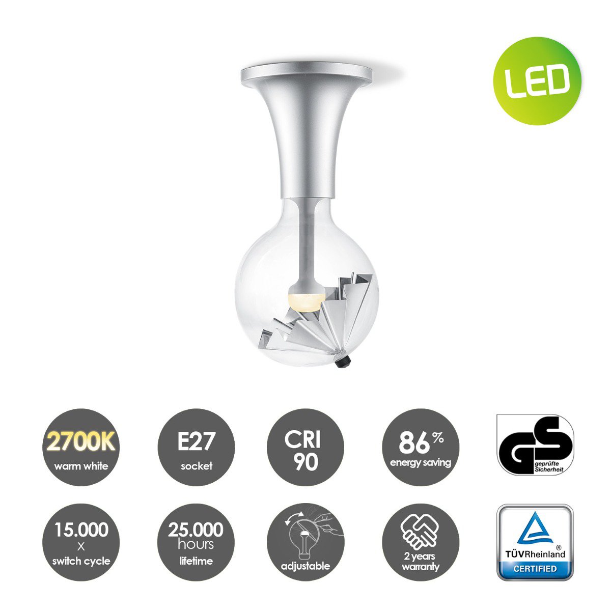 Innovatieve Plafondlamp Move Me Umbrella Zilver/Wit met Uniek Design