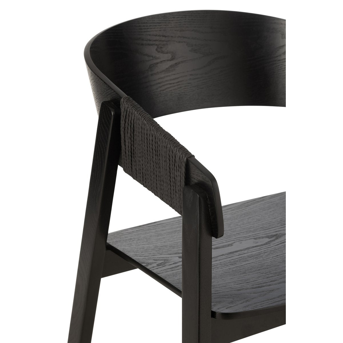 Stoel Naga Zwart – Authentiek Design met Essenhout en Touw