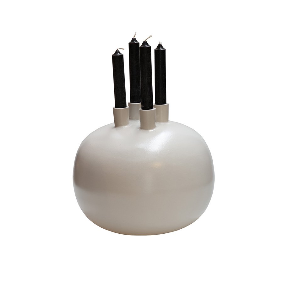 Sfærisk metalvase Valdes Beige – Elegance og sejhed i ét