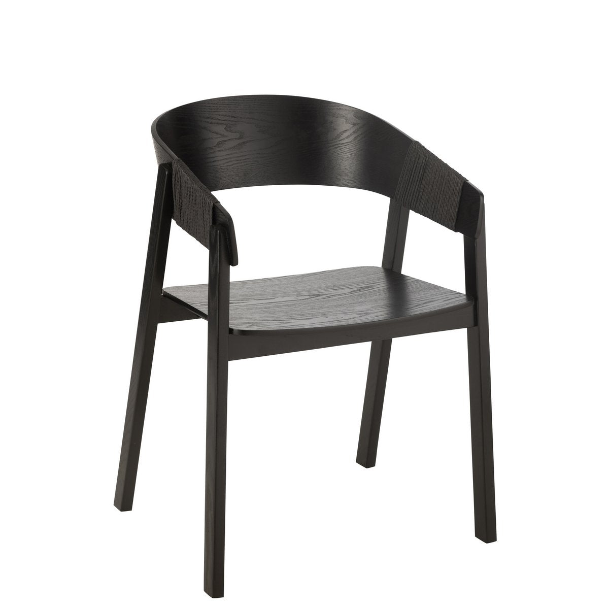 Stoel Naga Zwart – Authentiek Design met Essenhout en Touw
