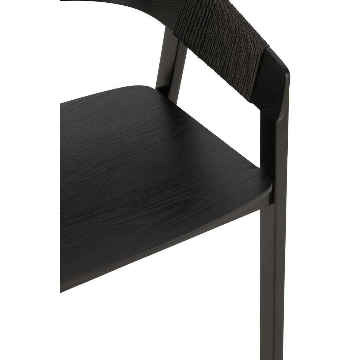 Stoel Naga Zwart – Authentiek Design met Essenhout en Touw