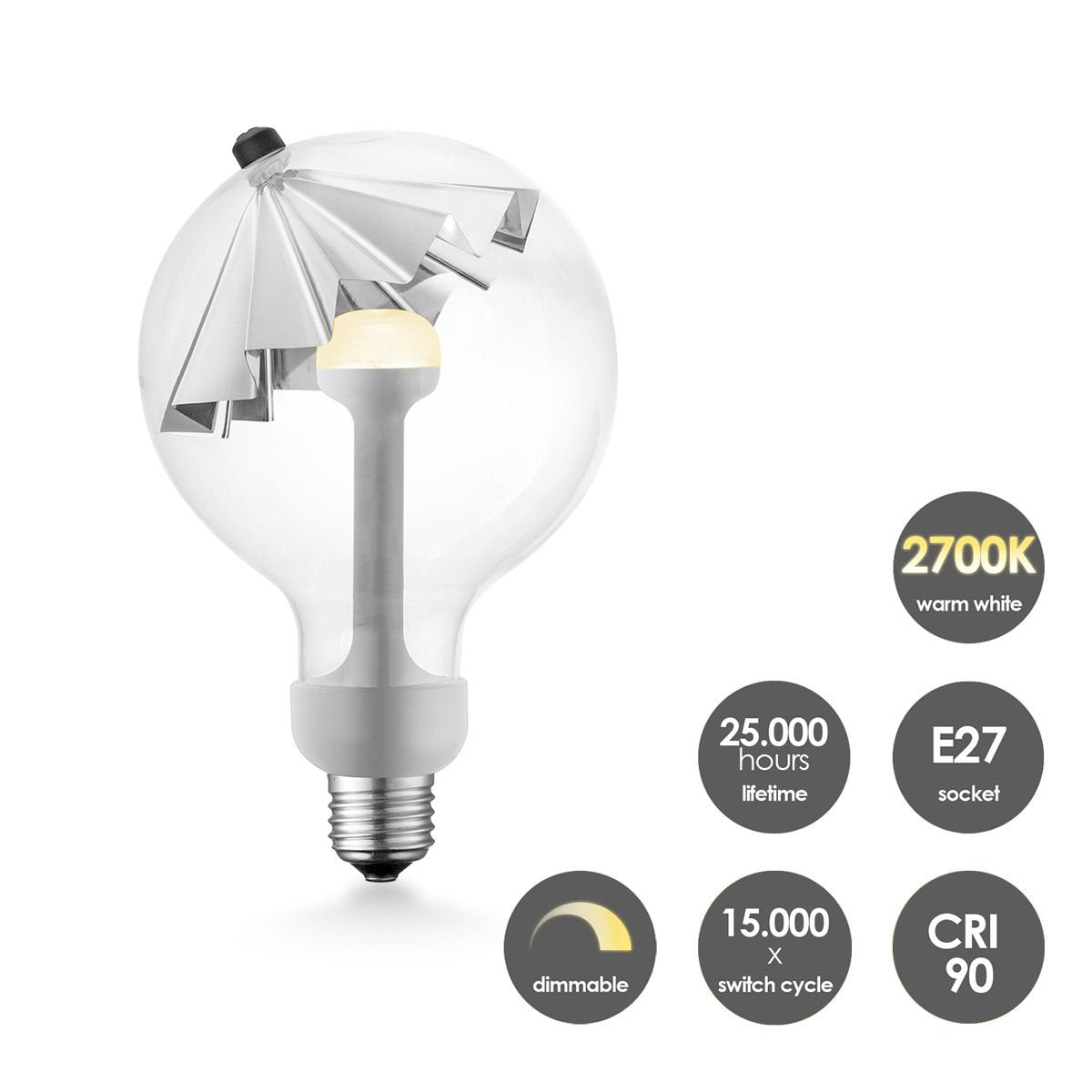 Innovatieve Plafondlamp Move Me Umbrella Zilver/Wit met Uniek Design