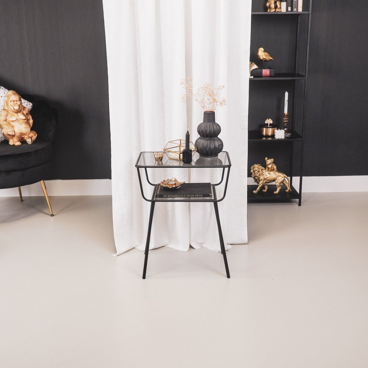 Metal Rocks Nachtkastje – Zwart – Modern en Functioneel Design